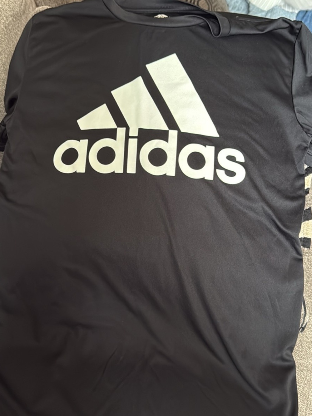 Boys Large 14/16 adidas Black Tee with White Logo Tag Print